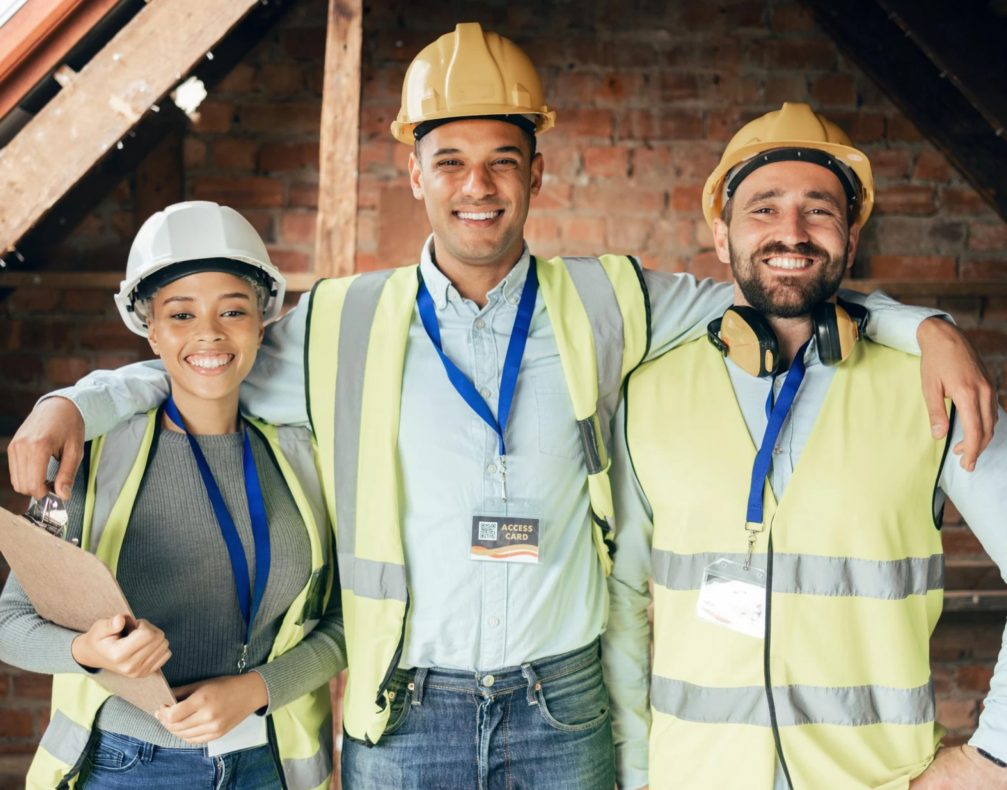 Équipe de professionnels du bâtiment sur un chantier